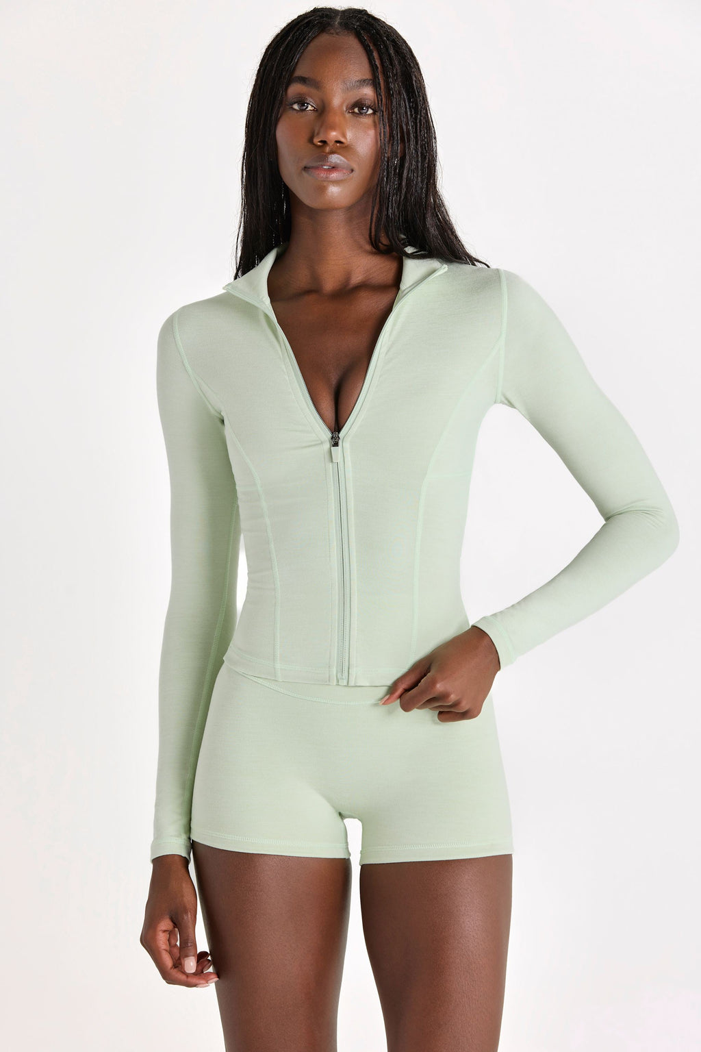 Chic Soft Active Zip-Up Jacket in Pistachio