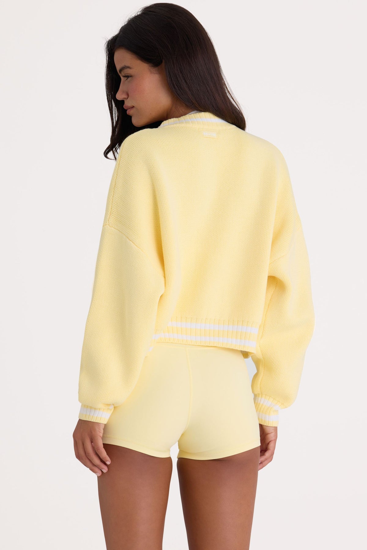Chic Button-Up Cropped Knit Cardigan in Soft Yellow
