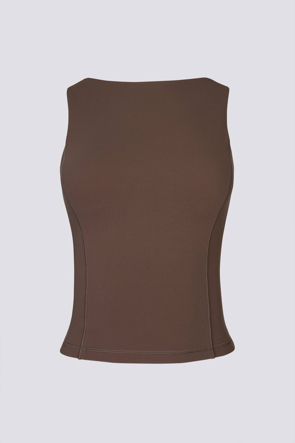 Chic Soft Active Boat-Neck Open-Back Tank Top in Cocoa