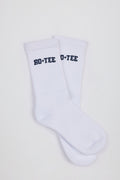Chic Ribbed Half-Crew Socks in White