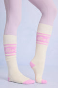 Chic Cotton Knee-High Ski Socks in Powder Pink