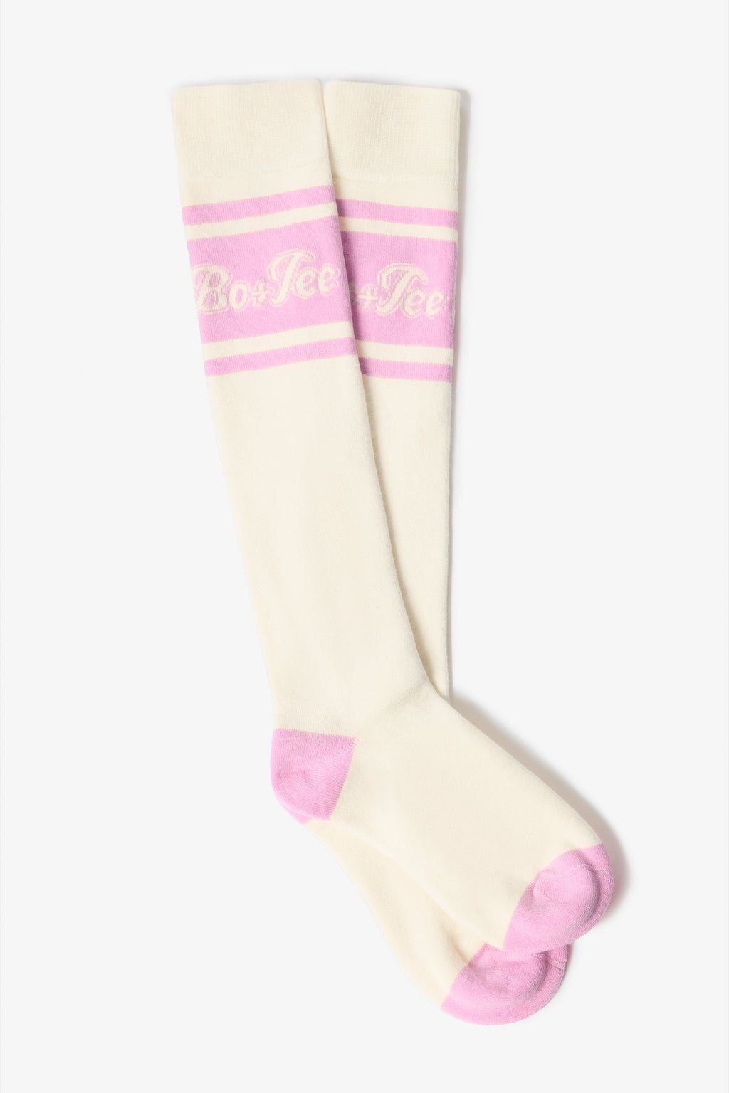 Chic Cotton Knee-High Ski Socks in Powder Pink