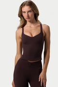 Chic Soft Active Sweetheart-Neck Tank Top in Espresso