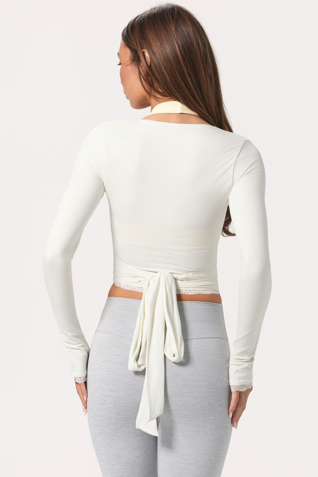 Chic Soft Jersey Wrap Top in Coconut