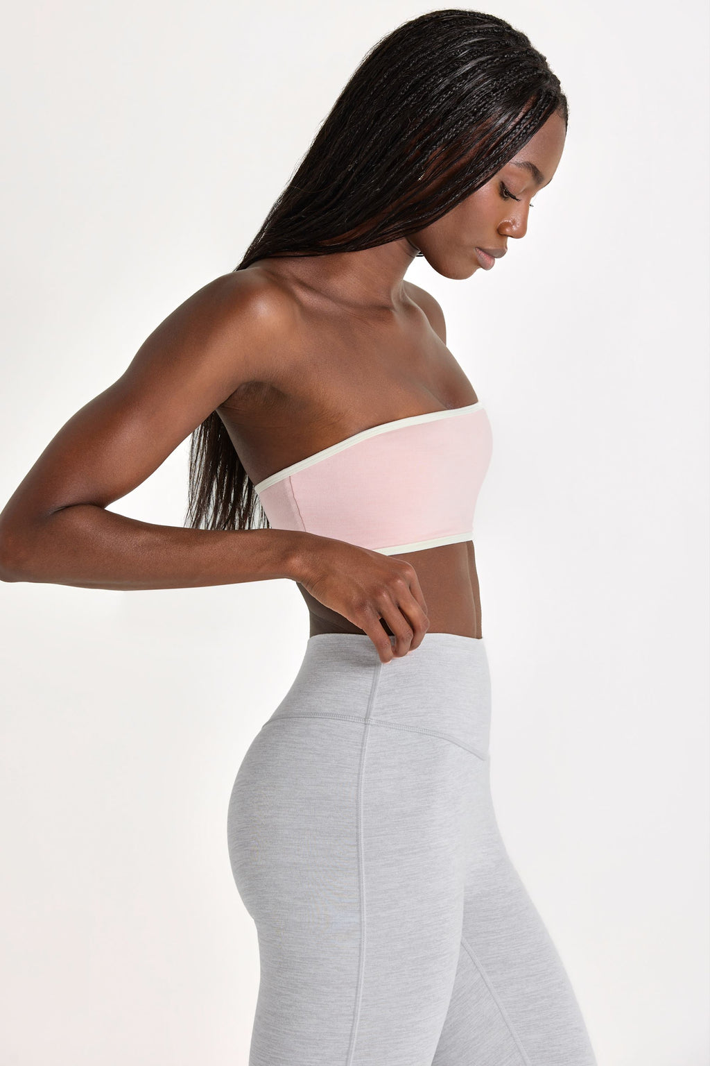 Chic Soft Active Bandeau Sports Bra in Blush Marl