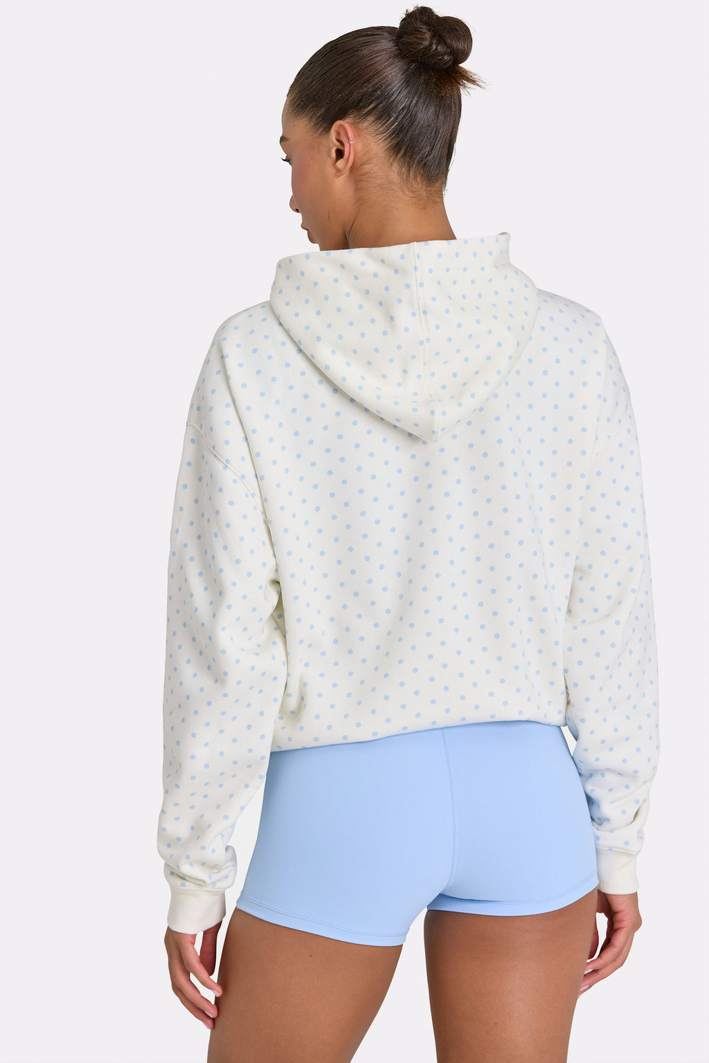 Chic Oversized Applique Hoodie in Coconut Polka Dot