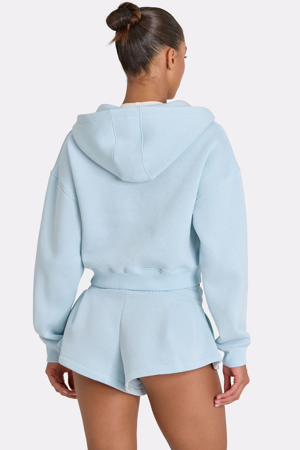 Chic Oversized Zip-Up Hoodie in Powder Blue