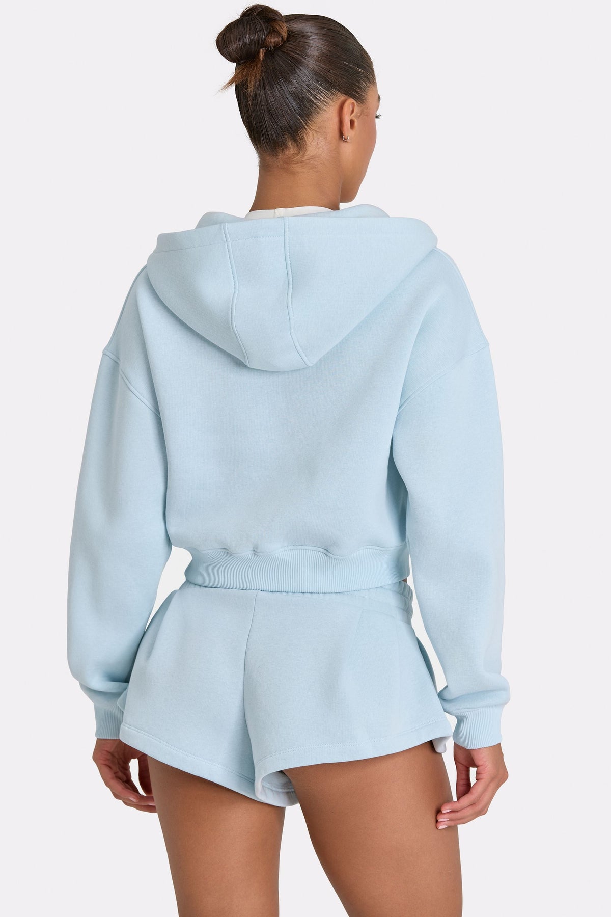 Chic Oversized Zip-Up Hoodie in Powder Blue