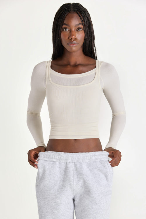 Chic ButterCloud Layered Top in Coconut