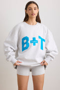 Chic Oversized Crew Neck Sweatshirt in Grey Marl