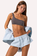 Chic One-Shoulder Sports Bra in Washed Charcoal