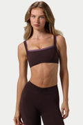 Chic Soft Active Seam-Detail Sports Bra in Espresso