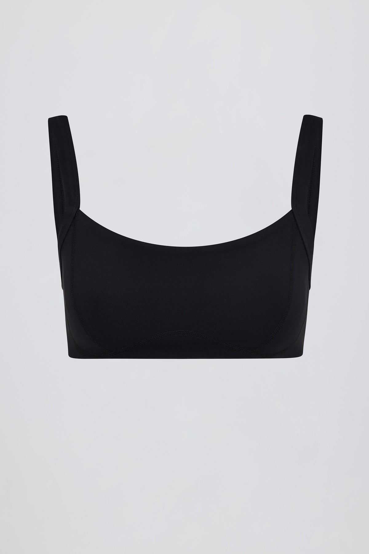 Chic Soft Active Seam-Detail Sports Bra in Black