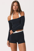 Chic Soft Jersey Off-Shoulder Top in Black