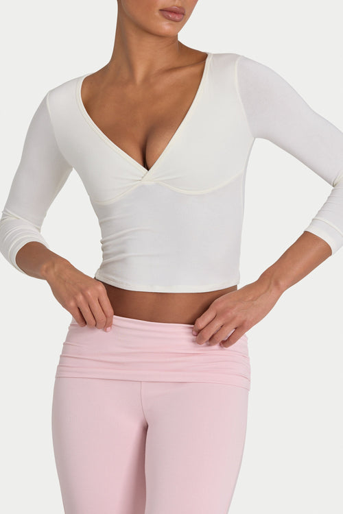 Chic ButterCloud 34 Sleeve Top in Coconut