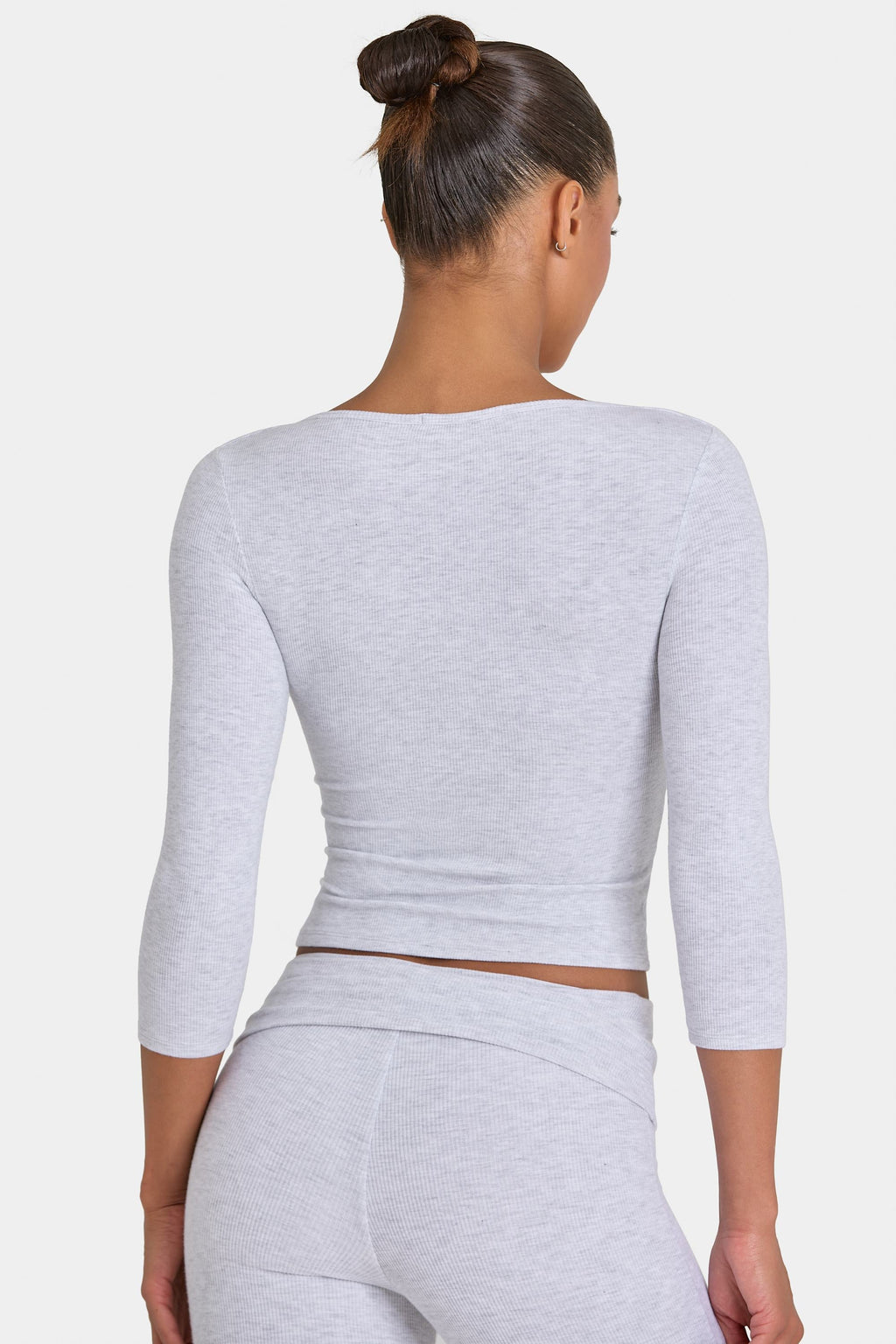 Chic ButterCloud 34 Sleeve Top in Grey Marl
