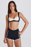 Chic Soft Active Contrast Mini Shorts in Black