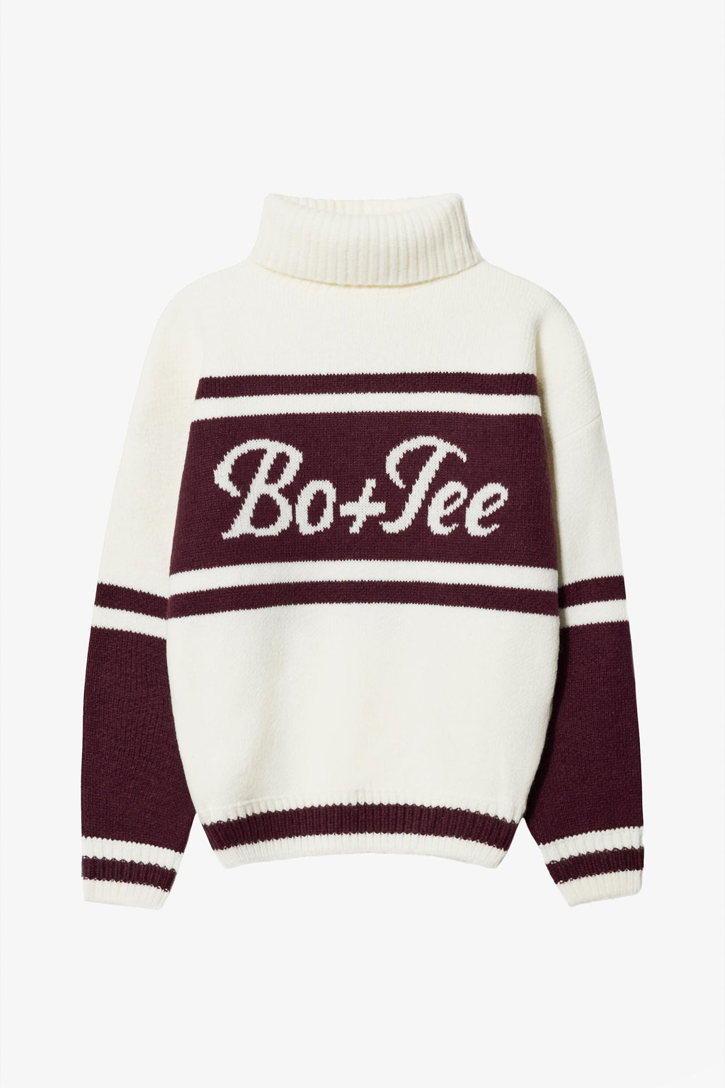 Chic Knit Turtleneck Oversized Jumper in Burgundy