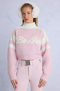 Chic Knit Logo Cropped Jumper in Powder Pink