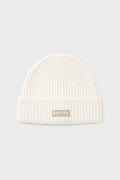 Chic Ribbed Knit Beanie Hat in Ivory