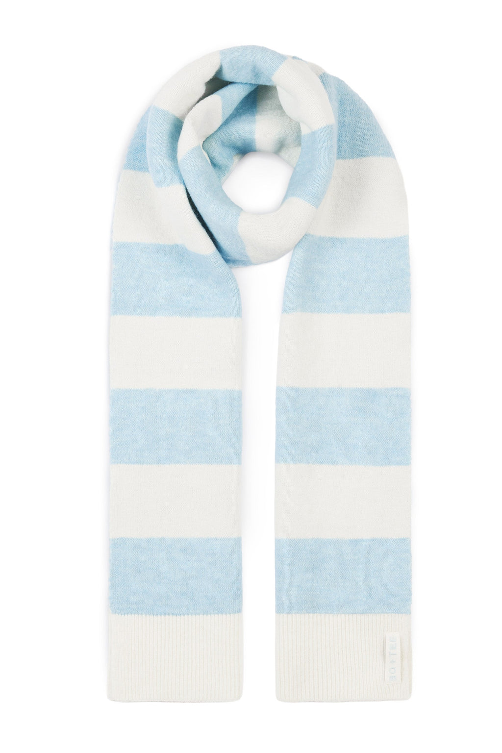Chic Knit Striped Scarf in Powder Blue