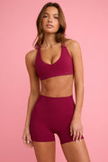 Chic Soft Active Mini Shorts in Burgundy
