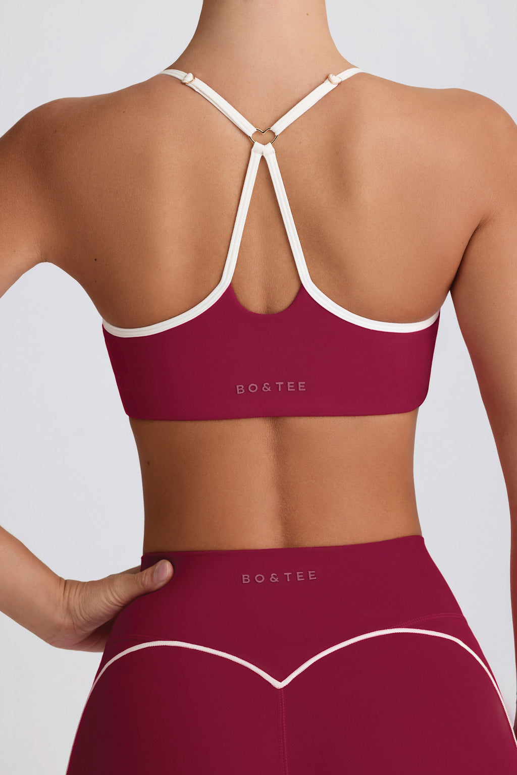 Chic Soft Active Sweetheart-Neck Sports Bra in Cherry