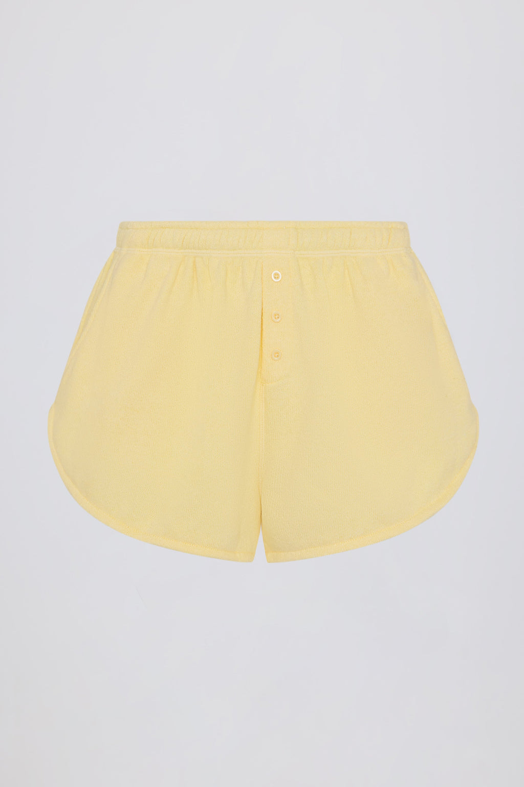Chic Button-Detail Mid-Rise Shorts in Lemon