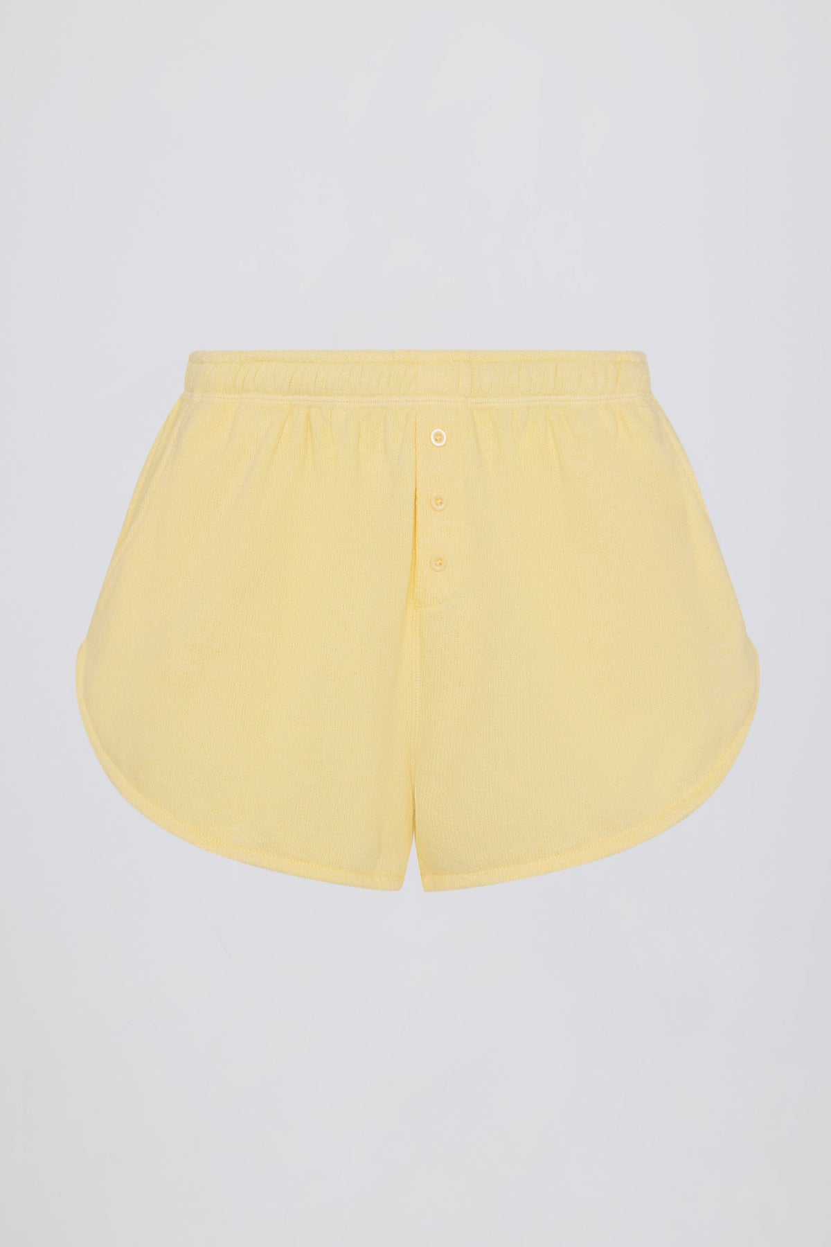 Chic Button-Detail Mid-Rise Shorts in Lemon