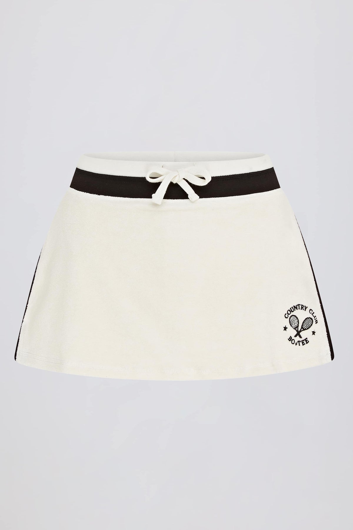 Chic Terry Towelling Mid-Rise Skort in Ivory