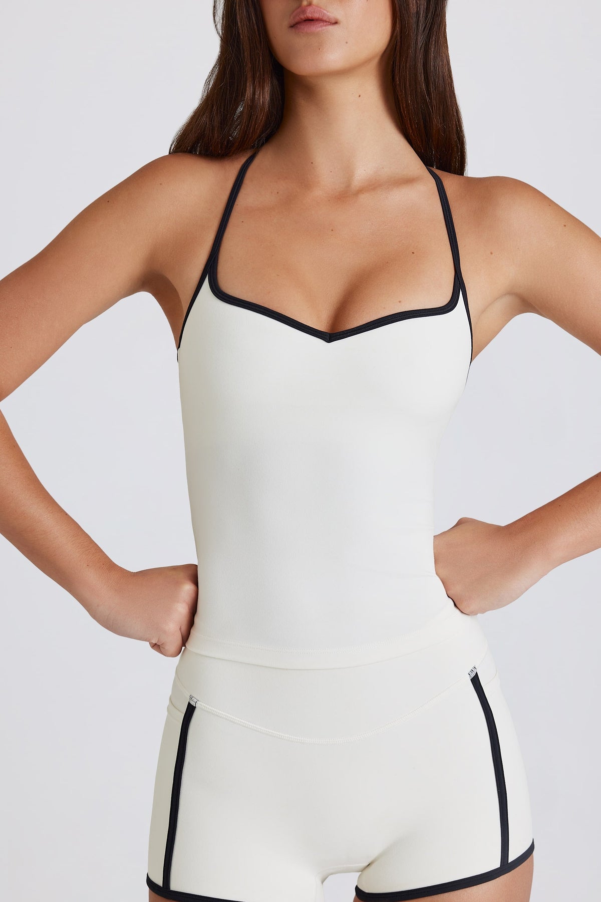 Chic Soft Active Cross-Back Tank Top in Ivory