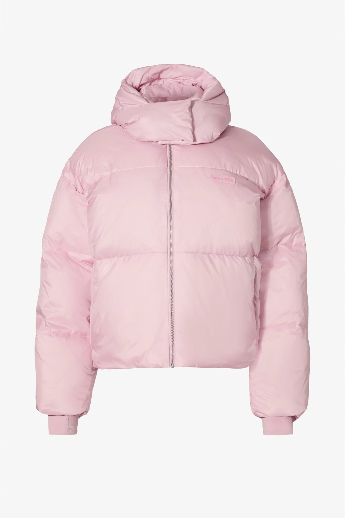 Chic Waterproof Cropped Oversized Ski Jacket in Powder Pink