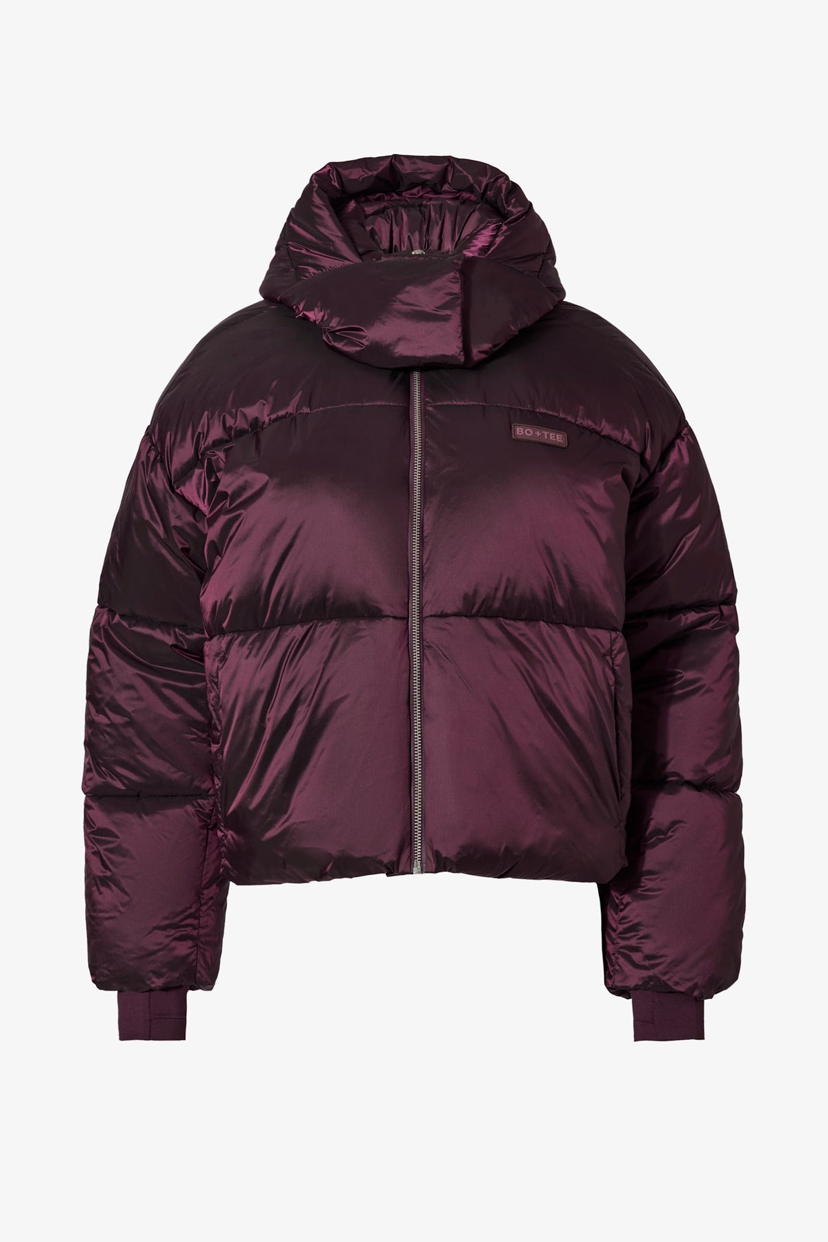 Chic Waterproof Cropped Oversized Ski Jacket in Burgundy