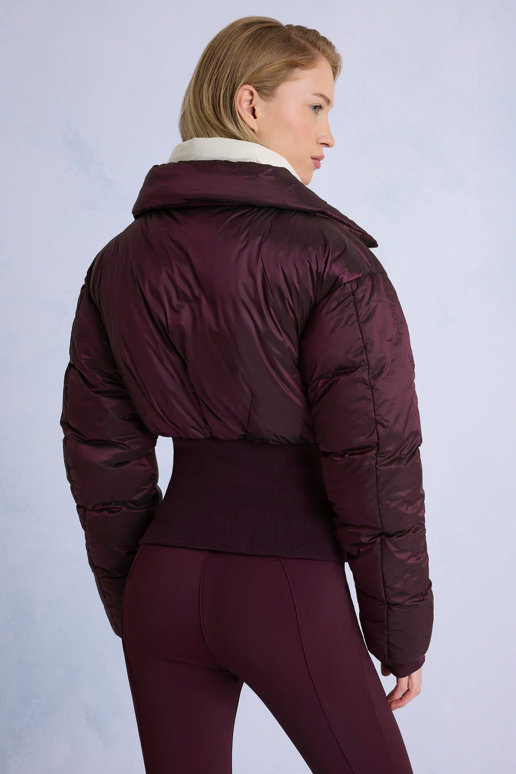 Chic Waterproof Layered Ski Jacket in Burgundy