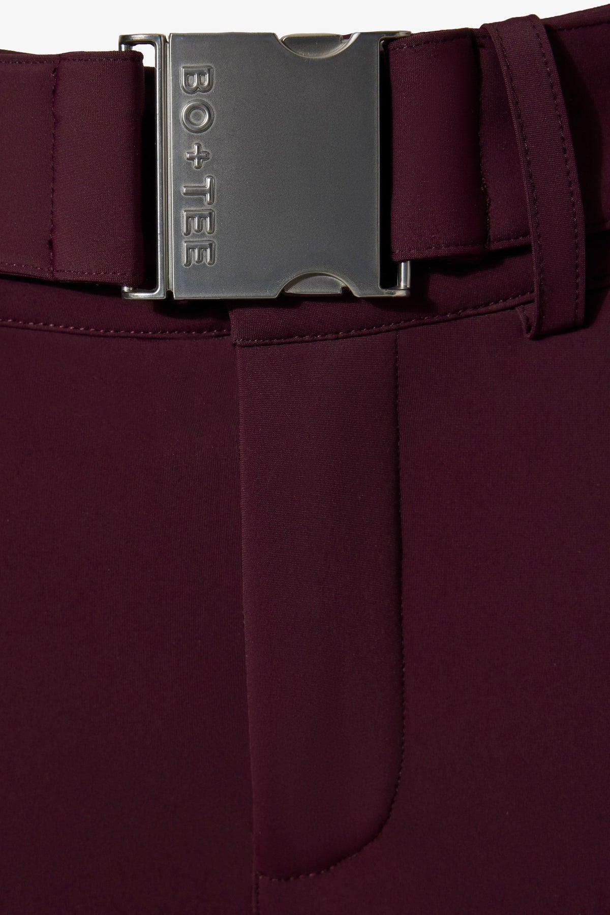 Chic Waterproof Belted Ski Salopettes in Burgundy