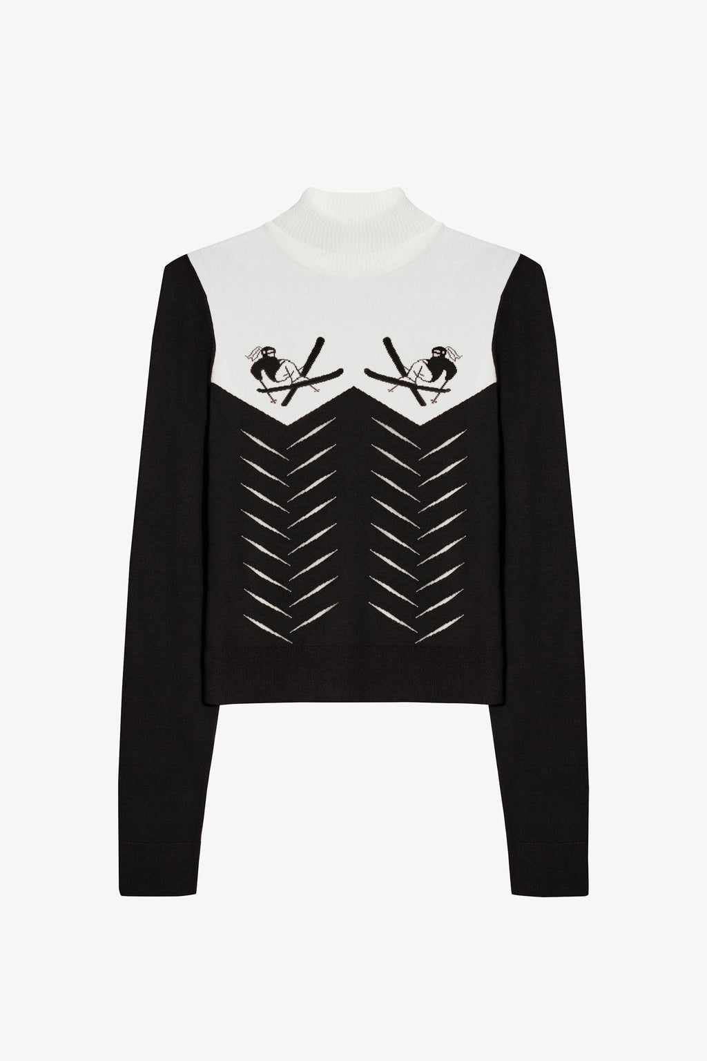 Chic Knit Long-Sleeve Fitted Top in Black