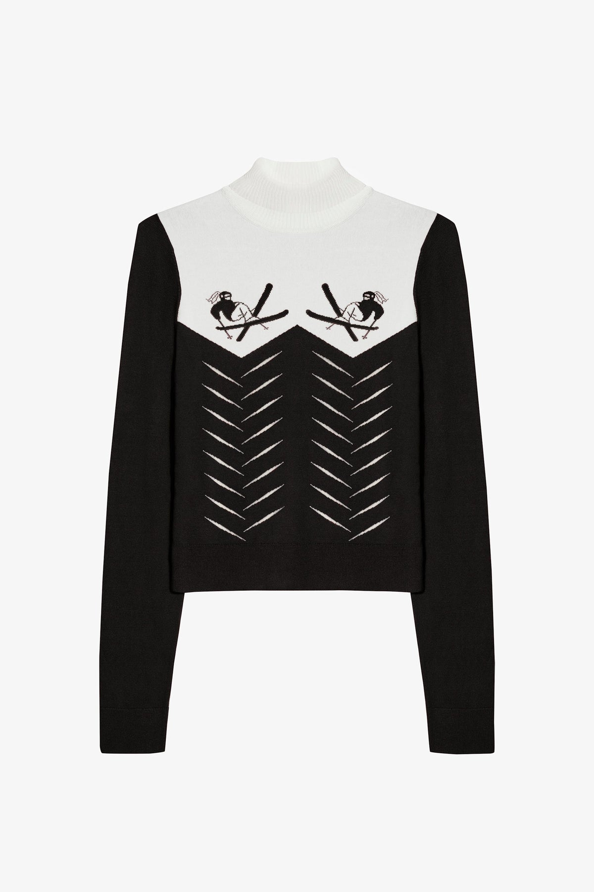 Chic Knit Long-Sleeve Fitted Top in Black