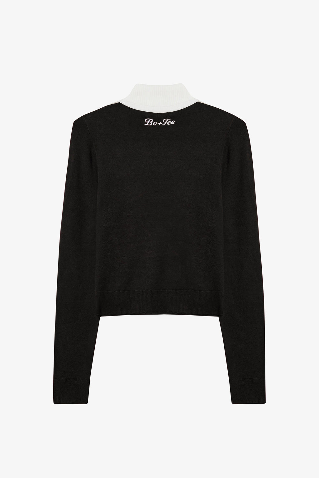 Chic Knit Long-Sleeve Fitted Top in Black