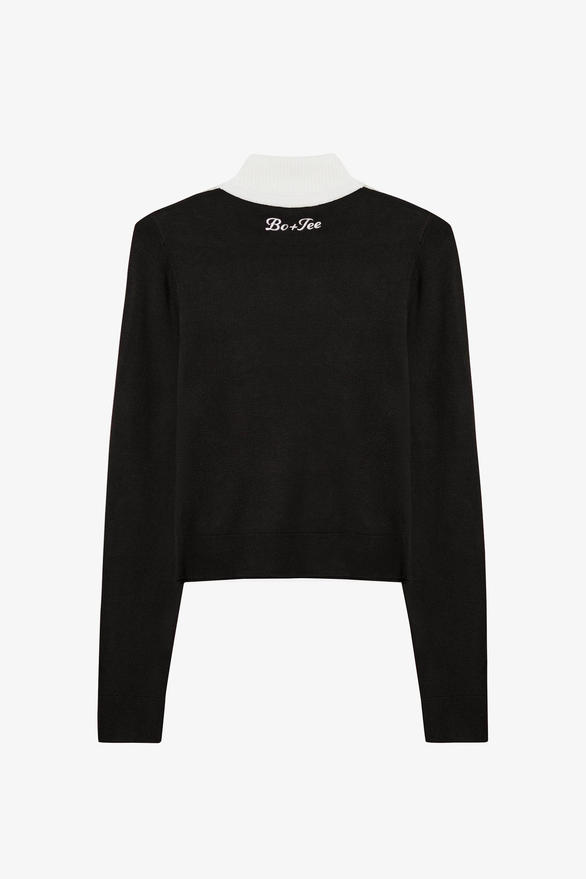 Chic Knit Long-Sleeve Fitted Top in Black