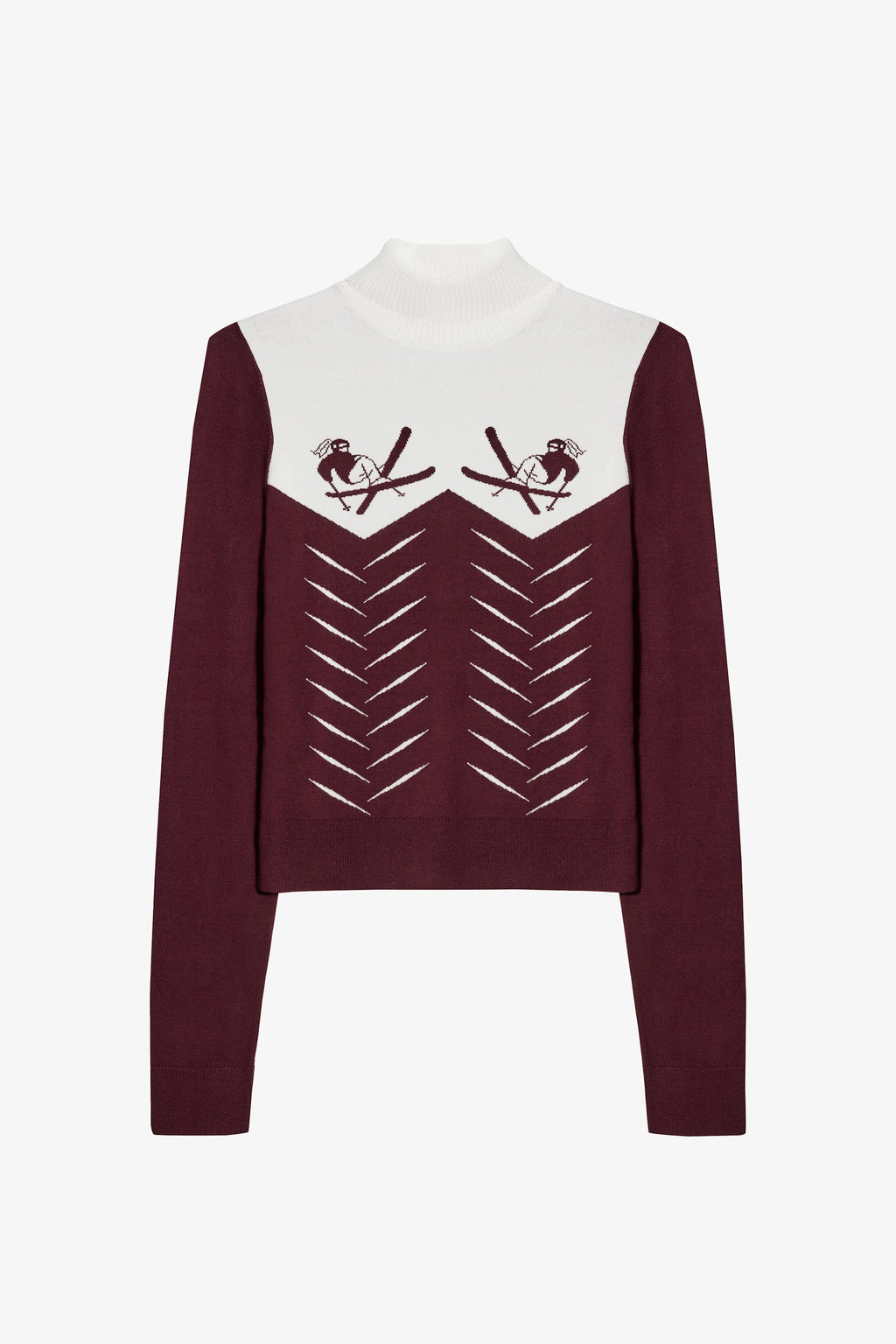 Chic Knit Long-Sleeve Fitted Top in Burgundy