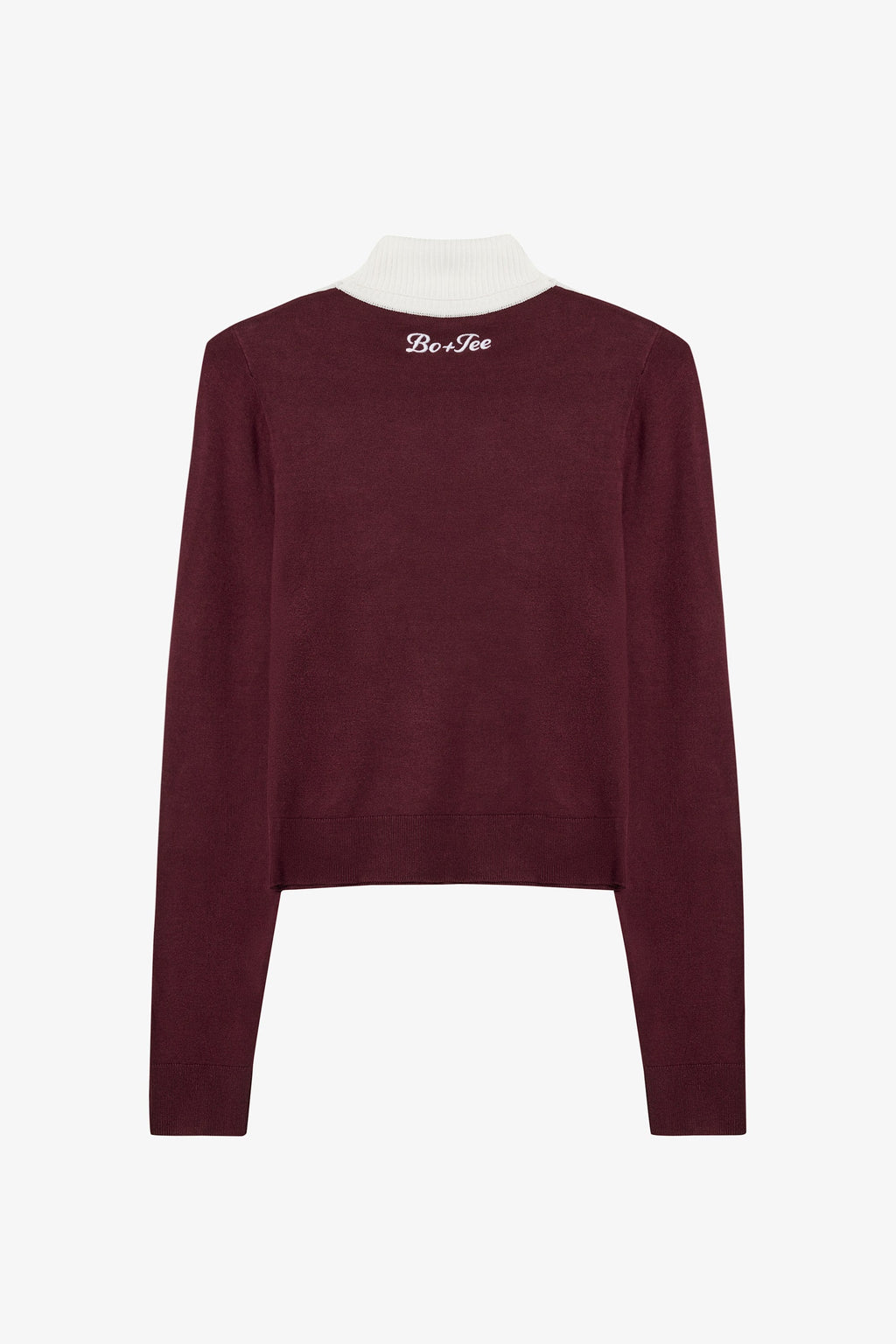 Chic Knit Long-Sleeve Fitted Top in Burgundy