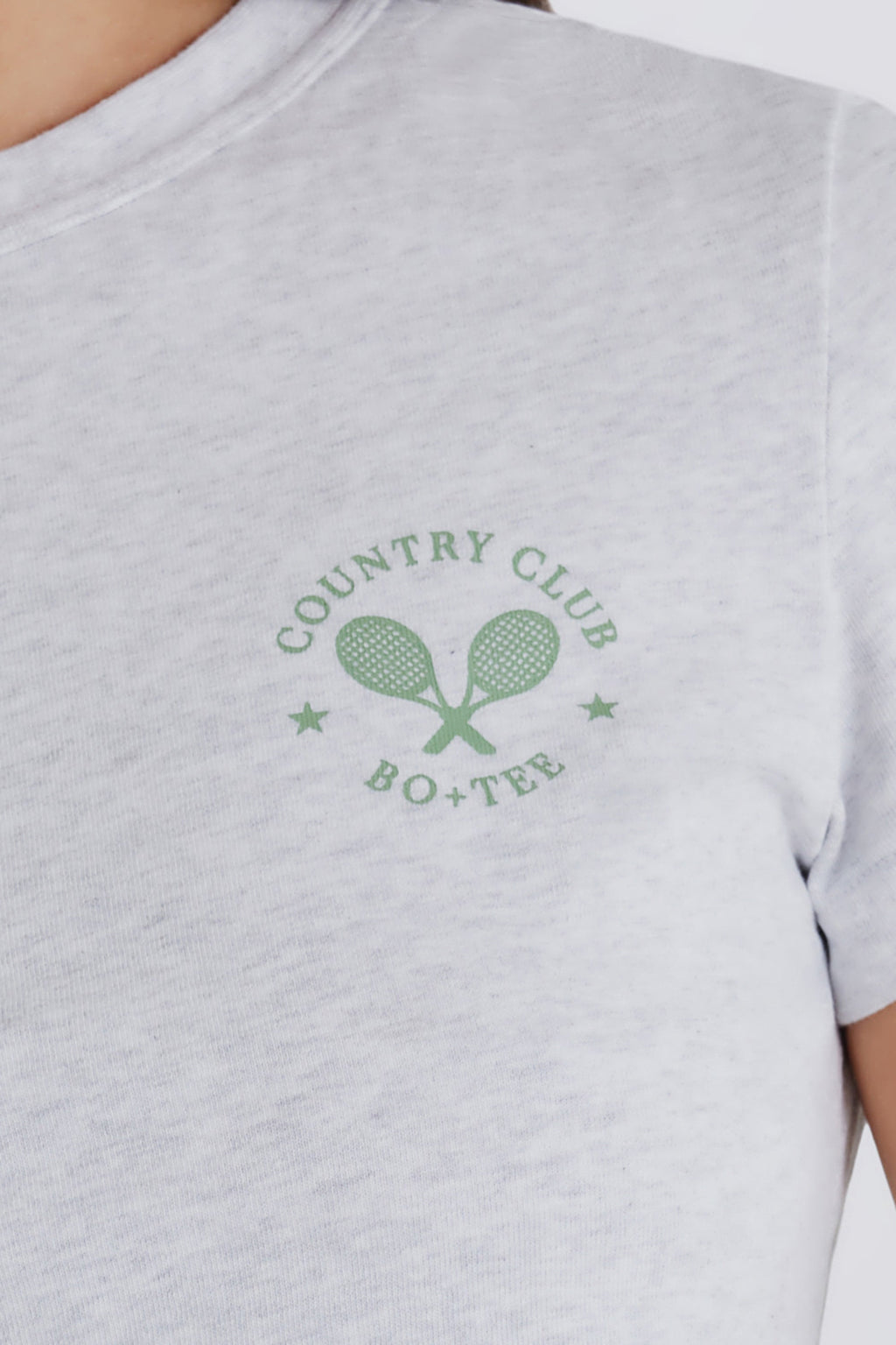 Chic Cropped Graphic T-Shirt in Grey Marl