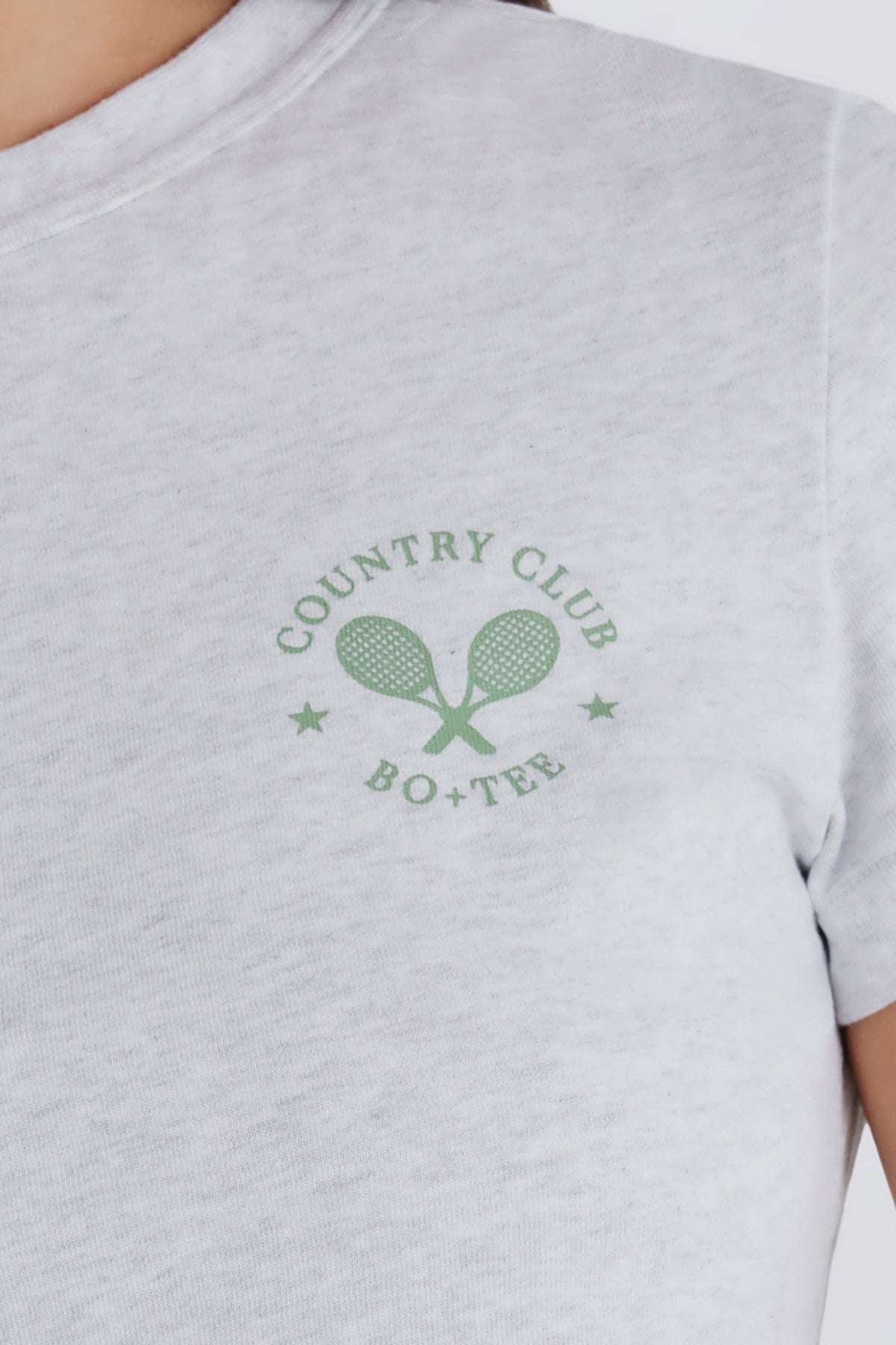 Chic Cropped Graphic T-Shirt in Grey Marl