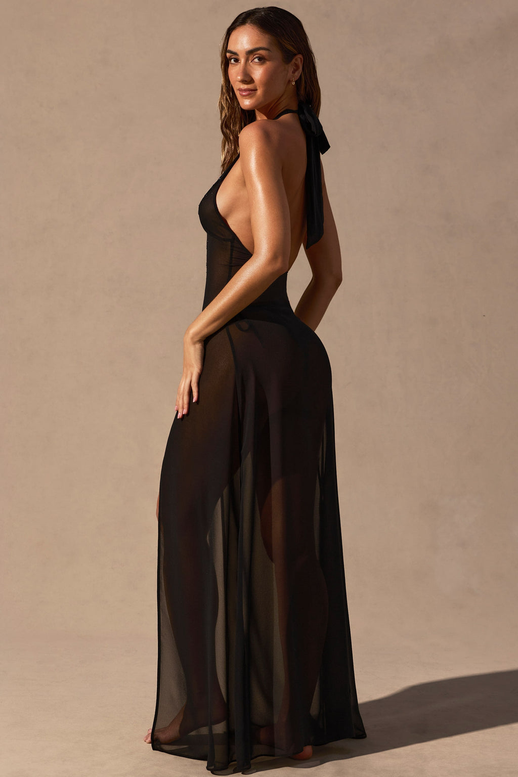 Chic Halterneck Maxi Dress in Black