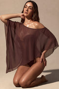 Chic Sheer Poncho in Espresso Brown