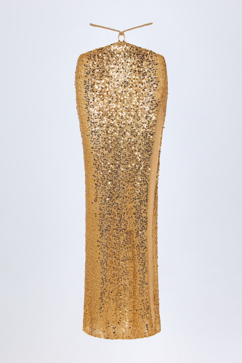 Chic Embellished Hardware-Detail Strappy Maxi Skirt in Gold