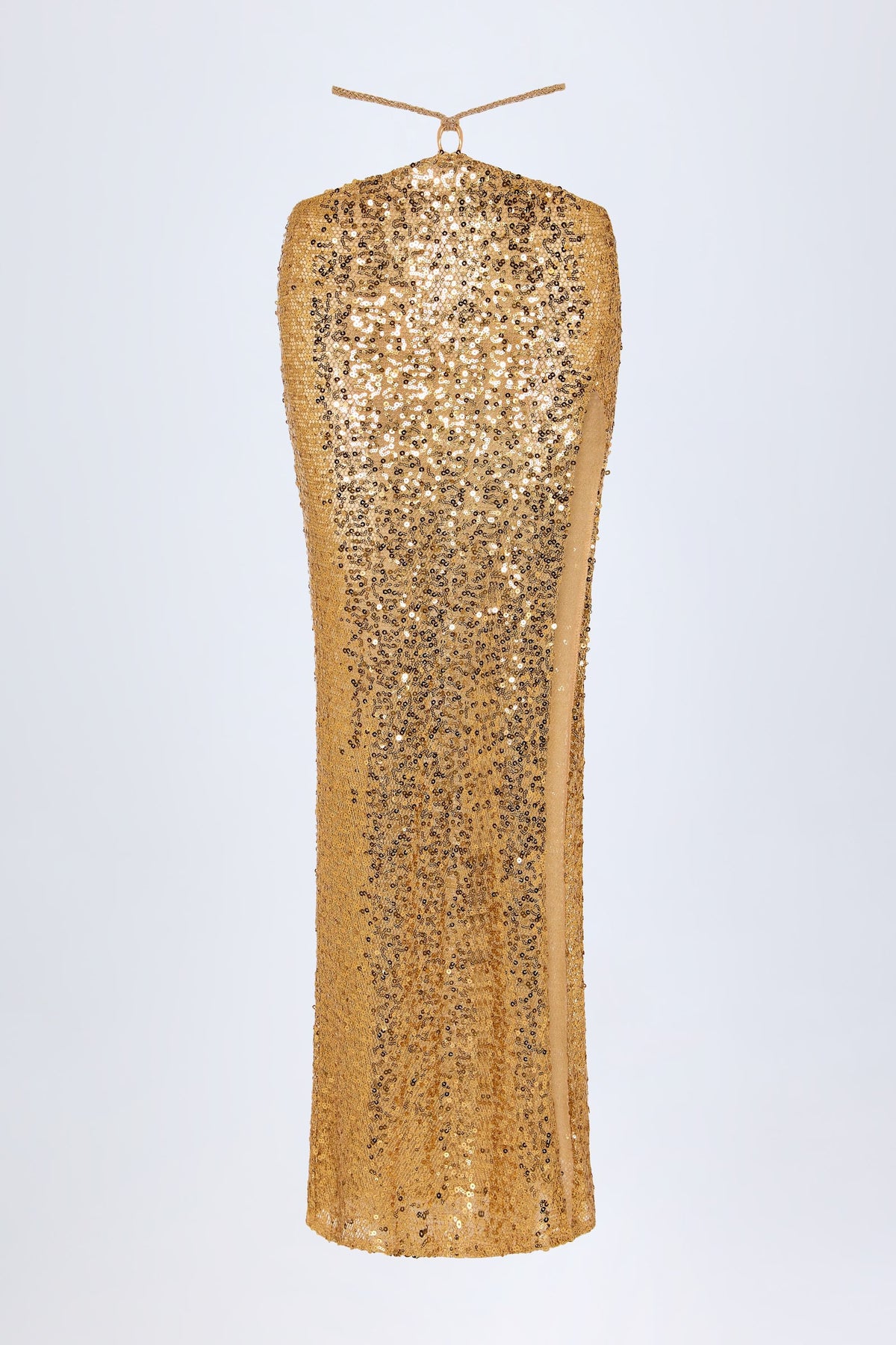 Chic Embellished Hardware-Detail Strappy Maxi Skirt in Gold