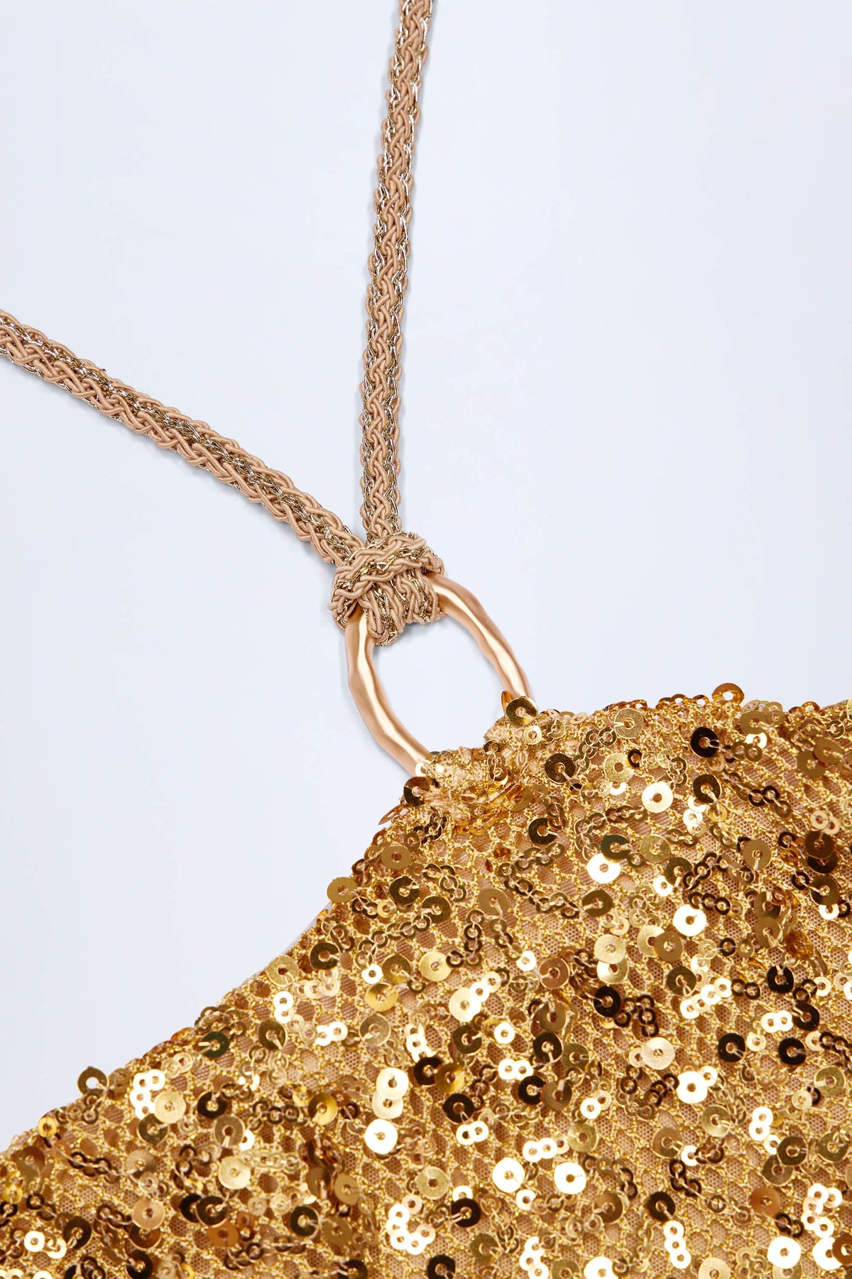 Chic Embellished Hardware-Detail Strappy Maxi Skirt in Gold