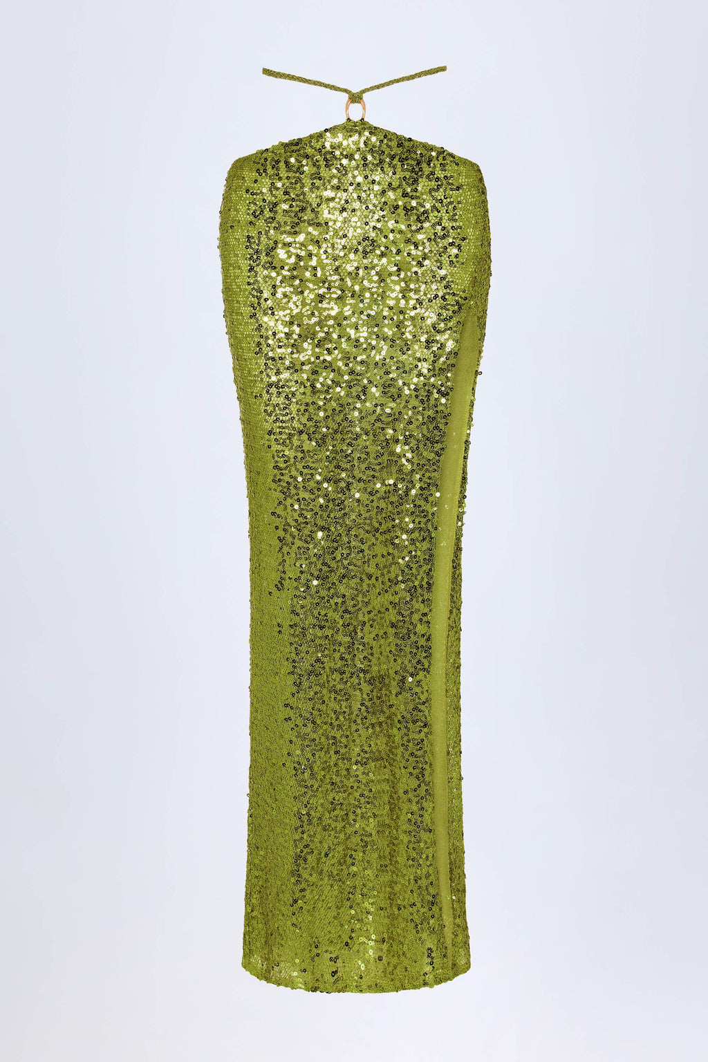 Chic Embellished Hardware-Detail Strappy Maxi Skirt in Olive Green