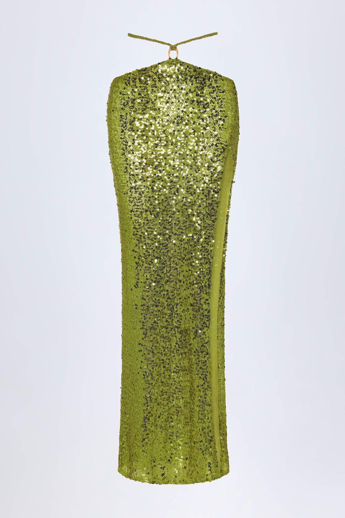 Chic Embellished Hardware-Detail Strappy Maxi Skirt in Olive Green